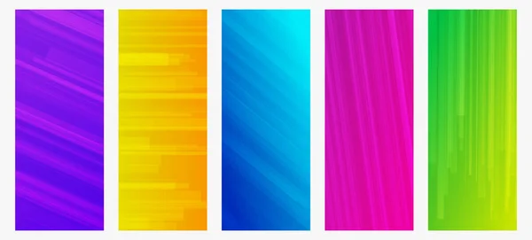 線で5つの現代的なカラフルなグラデーションの背景のセット 明るい幾何学的抽象的なプレゼンテーションの背景 ベクターイラスト — ストックベクタ