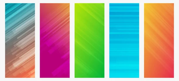 Conjunto Cinco Modernos Fondos Degradados Colores Con Líneas Brillantes Fondos — Archivo Imágenes Vectoriales