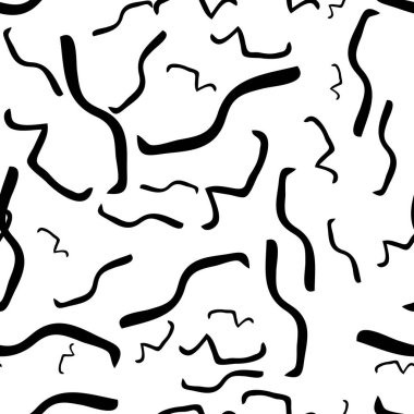 Siyah çizim elli kusursuz desen beyaz arkaplana karalamalı şekil çizmiş. Soyut grunge dokusu. Vektör illüstrasyonu