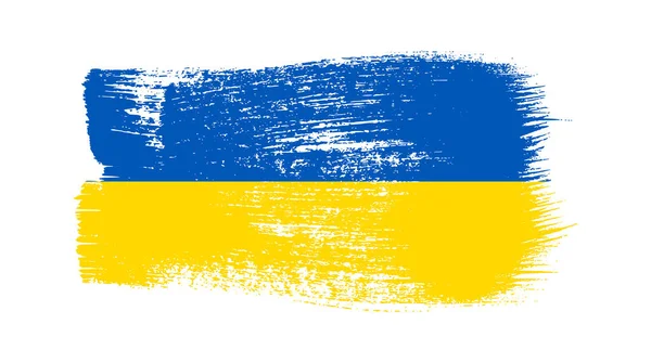 Grunge tarzında Ukrayna ulusal bayrağı. Ukrayna 'nın fırça darbesi bayrağıyla boyanmış. Vektör illüstrasyonu