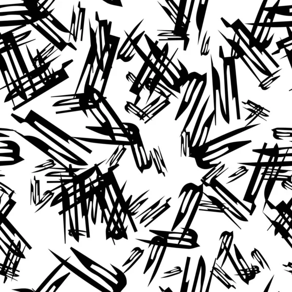 Siyah çizim elli kusursuz desen beyaz arkaplana karalamalı şekil çizmiş. Soyut grunge dokusu. Vektör illüstrasyonu