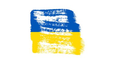 Grunge tarzında Ukrayna ulusal bayrağı. Ukrayna 'nın fırça darbesi bayrağıyla boyanmış. Vektör illüstrasyonu