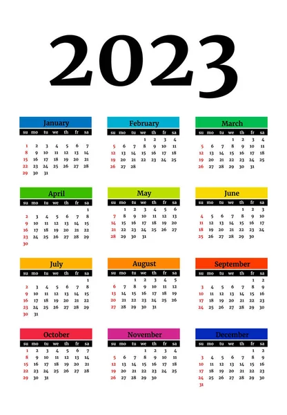 2023年のカレンダーは白い背景に隔離されています 日曜日から月曜日 ビジネステンプレート ベクターイラスト — ストックベクタ