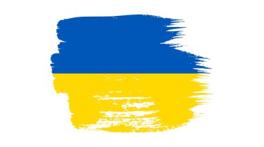 Grunge tarzında Ukrayna ulusal bayrağı. Ukrayna 'nın fırça darbesi bayrağıyla boyanmış. Vektör illüstrasyonu