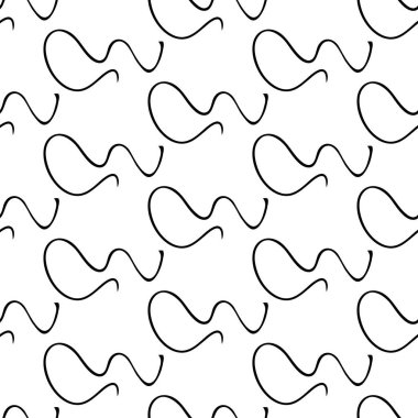 Siyah çizim elli kusursuz desen beyaz arkaplana karalamalı şekil çizmiş. Soyut grunge dokusu. Vektör illüstrasyonu