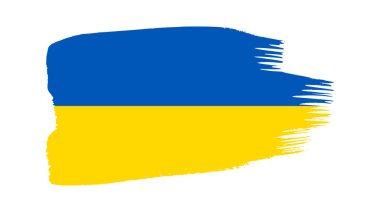 Grunge tarzında Ukrayna ulusal bayrağı. Ukrayna 'nın fırça darbesi bayrağıyla boyanmış. Vektör illüstrasyonu