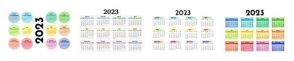 Conjunto Quatro Calendários Para 2023 Isolados Sobre Fundo Branco Domingo —  Vetores de Stock