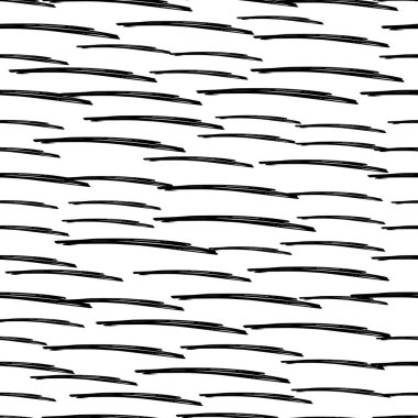 Beyaz arka planda soyut şekillerde siyah kalem fırça darbeleriyle kusursuz desen. Vektör illüstrasyonu