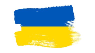 Grunge tarzında Ukrayna ulusal bayrağı. Ukrayna 'nın fırça darbesi bayrağıyla boyanmış. Vektör illüstrasyonu