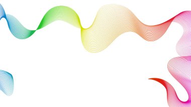 Beyaz zemin üzerinde renkli dalga gradyan çizgileri olan soyut arkaplan. Modern teknoloji arka planı, dalga tasarımı. Vektör illüstrasyonu