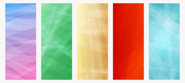Набор Пяти Современных Красочных Градиентных Фонов Линиями Яркий Геометрический Абстрактный — стоковый вектор