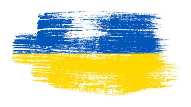 Ukrainian national flag in grunge style. Painted with a brush stroke flag of Ukraine. Vector illustration clipart
