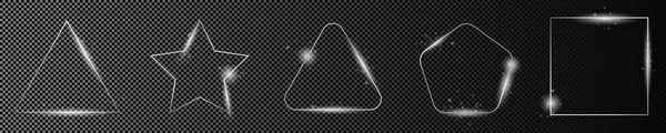 Conjunto Cinco Marcos Forma Geométrica Diferentes Brillantes Plateados Aislados Sobre — Vector de stock