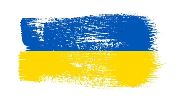 Grunge tarzında Ukrayna ulusal bayrağı. Ukrayna 'nın fırça darbesi bayrağıyla boyanmış. Vektör illüstrasyonu