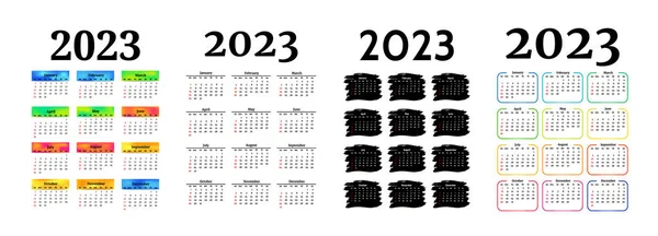 Σύνολο Τεσσάρων Κάθετων Ημερολογίων Για 2023 Που Απομονώνονται Λευκό Φόντο — Διανυσματικό Αρχείο