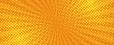 Sarı çizgi roman sayfası arka planı boş alan ile pop sanat tarzında. Işınlar, noktalar ve yarım ton etkisi olan bir şablon. Vektör illüstrasyonu