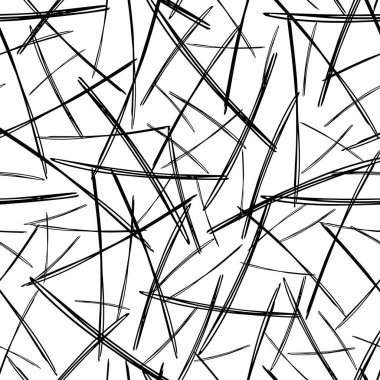 Beyaz arka planda soyut şekillerde siyah kalem fırça darbeleriyle kusursuz desen. Vektör illüstrasyonu