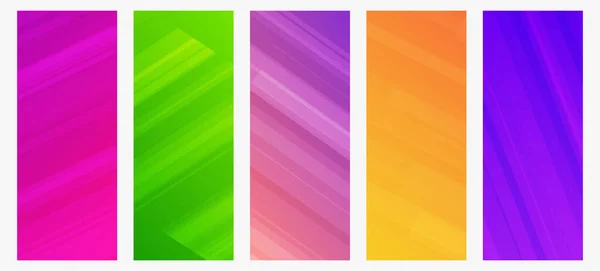 Conjunto Cinco Modernos Fondos Degradados Colores Con Líneas Brillantes Fondos — Vector de stock