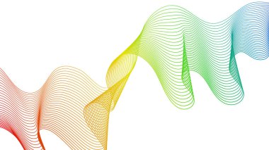 Beyaz zemin üzerinde renkli dalga gradyan çizgileri olan soyut arkaplan. Modern teknoloji arka planı, dalga tasarımı. Vektör illüstrasyonu