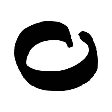 Siyah grunge fırça darbesi daire şeklinde. Boyalı mürekkep çemberi. Mürekkep lekesi beyaz arkaplanda izole edilmiş. Vektör illüstrasyonu