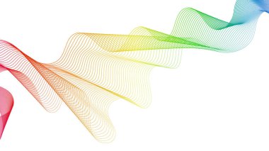 Beyaz zemin üzerinde renkli dalga gradyan çizgileri olan soyut arkaplan. Modern teknoloji arka planı, dalga tasarımı. Vektör illüstrasyonu