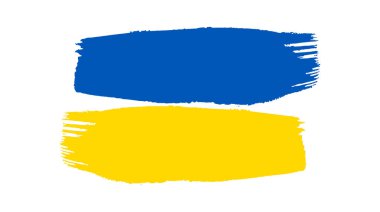 Grunge tarzında Ukrayna ulusal bayrağı. Ukrayna 'nın fırça darbesi bayrağıyla boyanmış. Vektör illüstrasyonu