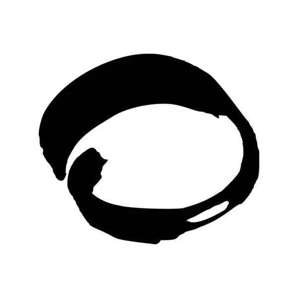 Černý Úder Štětcem Kruhu Kruh Malovaných Inkoustů Inkoust Izolované Bílém — Stockový vektor