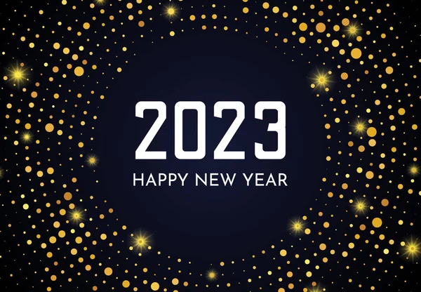2023 Happy New Year Gold Glitter Pattern Circle Form Abstract — Wektor stockowy
