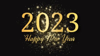 2023 Mutlu Yıllar Altın Özgeçmişi. Noel bayramı tebrik kartı, el ilanı ya da posterleri için altın simli altın bir arkaplan. Vektör illüstrasyonu