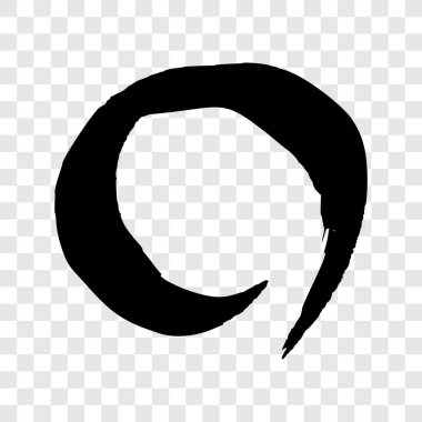 Siyah grunge fırça darbesi daire şeklinde. Boyalı mürekkep çemberi. Mürekkep lekesi şeffaf arkaplanda izole edilmiş. Vektör illüstrasyonu