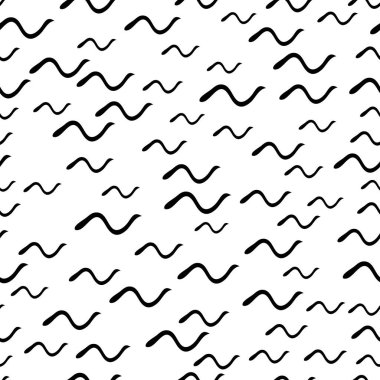 Siyah çizim elli kusursuz desen beyaz arkaplana karalamalı şekil çizmiş. Soyut grunge dokusu. Vektör illüstrasyonu