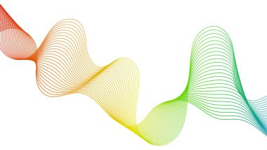 Beyaz zemin üzerinde renkli dalga gradyan çizgileri olan soyut arkaplan. Modern teknoloji arka planı, dalga tasarımı. Vektör illüstrasyonu