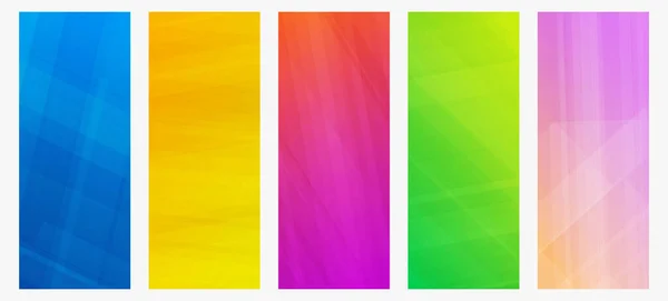 Набор Пяти Современных Красочных Градиентных Фонов Линиями Яркий Геометрический Абстрактный — стоковый вектор