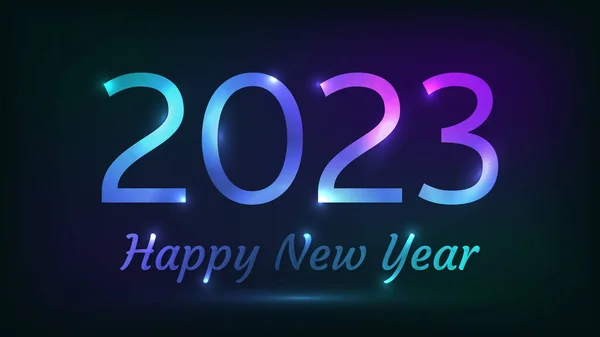 2023新年快乐的背景 抽象的霓虹灯背景 圣诞假期贺卡 传单或海报灯 矢量说明 — 图库矢量图片