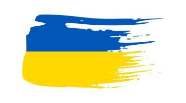 Grunge tarzında Ukrayna ulusal bayrağı. Ukrayna 'nın fırça darbesi bayrağıyla boyanmış. Vektör illüstrasyonu