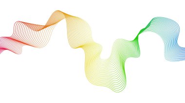 Beyaz zemin üzerinde renkli dalga gradyan çizgileri olan soyut arkaplan. Modern teknoloji arka planı, dalga tasarımı. Vektör illüstrasyonu