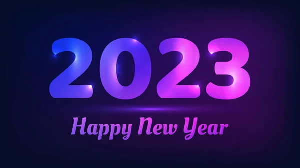 2023新年快乐的背景 抽象的霓虹灯背景 圣诞假期贺卡 传单或海报灯 矢量说明 — 图库矢量图片