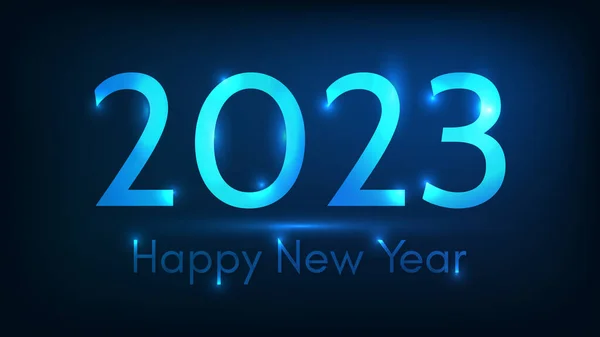 2023新年快乐的背景 抽象的霓虹灯背景 圣诞假期贺卡 传单或海报灯 矢量说明 — 图库矢量图片