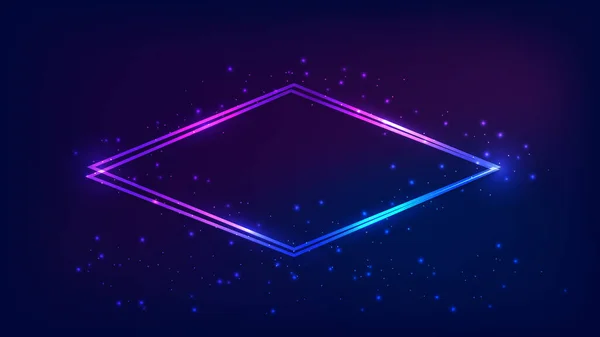 Bingkai Rhombus Ganda Neon Dengan Efek Bersinar Dan Berkilau Pada - Stok Vektor