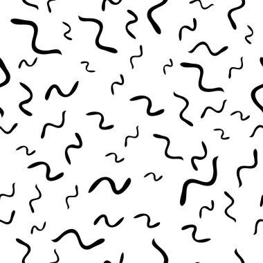 Siyah çizim elli kusursuz desen beyaz arkaplana karalamalı şekil çizmiş. Soyut grunge dokusu. Vektör illüstrasyonu