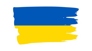 Grunge tarzında Ukrayna ulusal bayrağı. Ukrayna 'nın fırça darbesi bayrağıyla boyanmış. Vektör illüstrasyonu