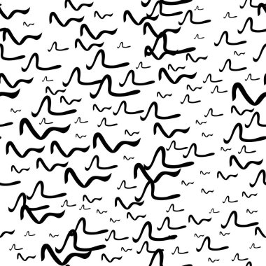 Siyah çizim elli kusursuz desen beyaz arkaplana karalamalı şekil çizmiş. Soyut grunge dokusu. Vektör illüstrasyonu