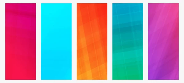 Set Five Modern Colorful Gradient Backgrounds Lines Bright Geometric Abstract — Stock Vector