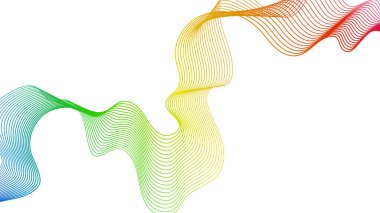 Beyaz zemin üzerinde renkli dalga gradyan çizgileri olan soyut arkaplan. Modern teknoloji arka planı, dalga tasarımı. Vektör illüstrasyonu