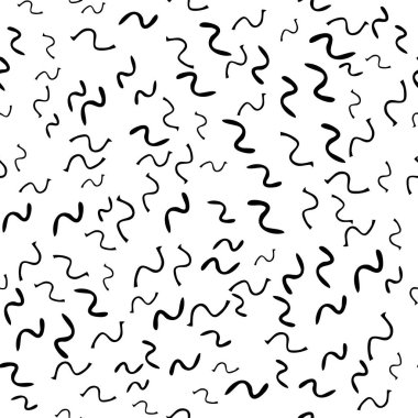 Siyah çizim elli kusursuz desen beyaz arkaplana karalamalı şekil çizmiş. Soyut grunge dokusu. Vektör illüstrasyonu