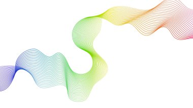 Beyaz zemin üzerinde renkli dalga gradyan çizgileri olan soyut arkaplan. Modern teknoloji arka planı, dalga tasarımı. Vektör illüstrasyonu