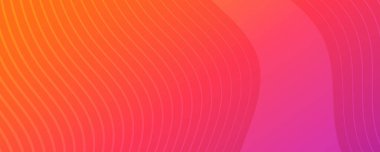 Dalga çizgileri olan modern turuncu eğimli arka planlar. Başlık pankartı. Parlak geometrik soyut sunum arkaplanları. Vektör illüstrasyonu