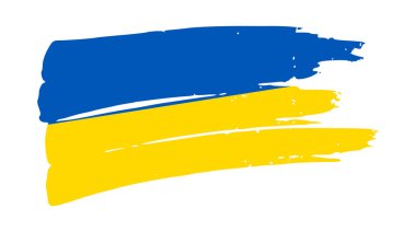 Grunge tarzında Ukrayna ulusal bayrağı. Ukrayna 'nın fırça darbesi bayrağıyla boyanmış. Vektör illüstrasyonu