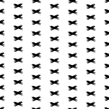 Elle çizilmiş çapraz sembollü kusursuz desen. Beyaz arka planda siyah çizim işareti. Vektör illüstrasyonu