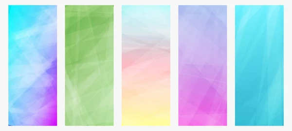 Set Five Modern Colorful Gradient Backgrounds Lines Bright Geometric Abstract — Stock Vector